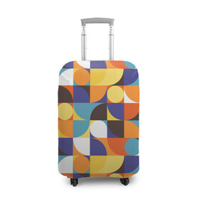 Чехол для чемодана 3D с принтом Геометрия в Тюмени, 86% полиэфир, 14% спандекс | двустороннее нанесение принта, прорези для ручек и колес | абстракция | геометрия | квадрат | круг | мозаика | ретро | текстиль | фигуры