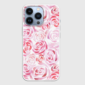 Чехол для iPhone 13 Pro с принтом Розовые розы в Тюмени,  |  | botanic | flower | pink | rose | summer | watercolor | акварель | акварельный | белый | ботаника | весна | летний | лето | нежный | пастельный | розовый | розы | цветочный | цветы