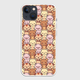 Чехол для iPhone 13 с принтом Animals в Тюмени,  |  | animals | background | bears | cats | dogs | pattern | pig | seals | животные | котики | коты | медведи | мишки | паттерн | поросенок | свинка | свинья | собаки | собачки | фон