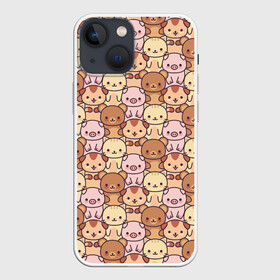 Чехол для iPhone 13 mini с принтом Animals в Тюмени,  |  | animals | background | bears | cats | dogs | pattern | pig | seals | животные | котики | коты | медведи | мишки | паттерн | поросенок | свинка | свинья | собаки | собачки | фон