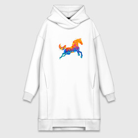 Платье-худи хлопок с принтом Конь цветной в Тюмени,  |  | horse | kawaii | конь | лошадка | лошадь | пони | цветной
