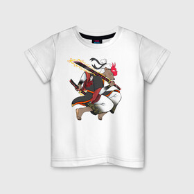 Детская футболка хлопок с принтом Honey badger samurai в Тюмени, 100% хлопок | круглый вырез горловины, полуприлегающий силуэт, длина до линии бедер | Тематика изображения на принте: барсук | зверь | иллюстрация | китай | медоед | самурай