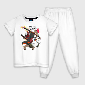 Детская пижама хлопок с принтом Honey badger samurai в Тюмени, 100% хлопок |  брюки и футболка прямого кроя, без карманов, на брюках мягкая резинка на поясе и по низу штанин
 | Тематика изображения на принте: барсук | зверь | иллюстрация | китай | медоед | самурай