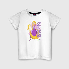 Детская футболка хлопок с принтом Rapunzel Princess в Тюмени, 100% хлопок | круглый вырез горловины, полуприлегающий силуэт, длина до линии бедер | Тематика изображения на принте: disney | disney princess | rapunzel | дисней | прнцесса | рапунцель