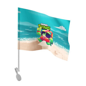 Флаг для автомобиля с принтом Базз Buzz Brawl Stars пляж в Тюмени, 100% полиэстер | Размер: 30*21 см | brawl | brawl stars | brawlstars | brawl_stars | buz | buzz | баз | базз | бравл | бравлстарс | буз