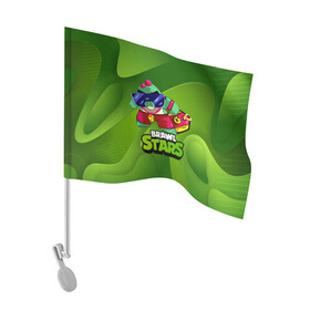 Флаг для автомобиля с принтом Базз Buzz Brawl Stars Green в Тюмени, 100% полиэстер | Размер: 30*21 см | brawl | brawl stars | brawlstars | brawl_stars | buz | buzz | баз | базз | бравл | бравлстарс | буз