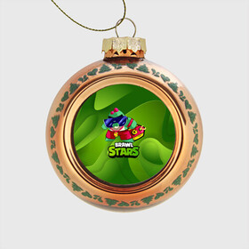 Стеклянный ёлочный шар с принтом Базз Buzz Brawl Stars Green в Тюмени, Стекло | Диаметр: 80 мм | brawl | brawl stars | brawlstars | brawl_stars | buz | buzz | баз | базз | бравл | бравлстарс | буз