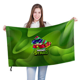 Флаг 3D с принтом Базз Buzz Brawl Stars Green в Тюмени, 100% полиэстер | плотность ткани — 95 г/м2, размер — 67 х 109 см. Принт наносится с одной стороны | brawl | brawl stars | brawlstars | brawl_stars | buz | buzz | баз | базз | бравл | бравлстарс | буз
