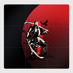Магнитный плакат 3Х3 с принтом Самурай в Тюмени, Полимерный материал с магнитным слоем | 9 деталей размером 9*9 см | Тематика изображения на принте: ronin | воин | ронин | самурай | свободный воин | странник | философия | япония