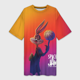 Платье-футболка 3D с принтом Space Jam 2 | Багз Банни в Тюмени,  |  | bugs bunny | space jam | space jam 2 | space jam a new legacy | vdzabma | багз банни | космический джем | космический джем 2 | космический джем: новое поколение