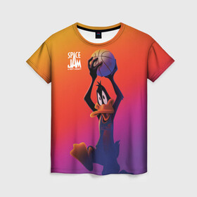 Женская футболка 3D с принтом Space Jam 2 Даффи Дак в Тюмени, 100% полиэфир ( синтетическое хлопкоподобное полотно) | прямой крой, круглый вырез горловины, длина до линии бедер | daffy duck | space jam | space jam 2 | space jam a new legacy | vdzabma | даффи дак | космический джем | космический джем 2 | космический джем: новое поколение