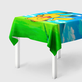 Скатерть 3D с принтом Уставший Пикачу в Тюмени, 100% полиэстер (ткань не мнется и не растягивается) | Размер: 150*150 см | anime | picachu | pikachu | аниме | милый | пика | пикачу | покебол | покемон