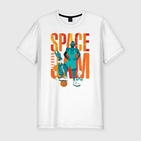 Мужская футболка хлопок Slim с принтом Space Jam Lebron в Тюмени, 92% хлопок, 8% лайкра | приталенный силуэт, круглый вырез ворота, длина до линии бедра, короткий рукав | bugs bunny | lebron james | space jam | space jam 2 | space jam a new legacy | tweety | vdzabma | багз банни | космический джем | космический джем 2 | космический джем: новое поколение | леброн джеймс | твити