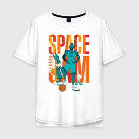 Мужская футболка хлопок Oversize с принтом Space Jam Lebron в Тюмени, 100% хлопок | свободный крой, круглый ворот, “спинка” длиннее передней части | bugs bunny | lebron james | space jam | space jam 2 | space jam a new legacy | tweety | vdzabma | багз банни | космический джем | космический джем 2 | космический джем: новое поколение | леброн джеймс | твити