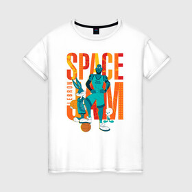 Женская футболка хлопок с принтом Space Jam Lebron в Тюмени, 100% хлопок | прямой крой, круглый вырез горловины, длина до линии бедер, слегка спущенное плечо | bugs bunny | lebron james | space jam | space jam 2 | space jam a new legacy | tweety | vdzabma | багз банни | космический джем | космический джем 2 | космический джем: новое поколение | леброн джеймс | твити