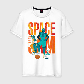 Мужская футболка хлопок с принтом Space Jam Lebron в Тюмени, 100% хлопок | прямой крой, круглый вырез горловины, длина до линии бедер, слегка спущенное плечо. | bugs bunny | lebron james | space jam | space jam 2 | space jam a new legacy | tweety | vdzabma | багз банни | космический джем | космический джем 2 | космический джем: новое поколение | леброн джеймс | твити