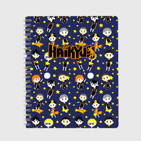 Тетрадь с принтом Команда Карасуно | Haikyuu!! в Тюмени, 100% бумага | 48 листов, плотность листов — 60 г/м2, плотность картонной обложки — 250 г/м2. Листы скреплены сбоку удобной пружинной спиралью. Уголки страниц и обложки скругленные. Цвет линий — светло-серый
 | Тематика изображения на принте: anime | haikyu | haikyuu | karasuno | manga | аниме | асахи азумане | волейбол | волейбольный клуб | вороны | карасуно | коши сугавара | манга | рюноске танака | старшая школа | тобио кагеяма | хаику | хаикую | шоё хината