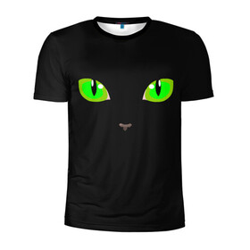 Мужская футболка 3D спортивная с принтом КОШАЧЬИ ГЛАЗКИ в Тюмени, 100% полиэстер с улучшенными характеристиками | приталенный силуэт, круглая горловина, широкие плечи, сужается к линии бедра | cat | cat eyes | eyes | аниме | взгляд | глаза | глаза кошки | глазки | животные | зелёный | киса | кот | коте | котейка | котенок | котэ | котя | кошачий глаз | кошачьи глаза | кошечка | кошка | мордочка