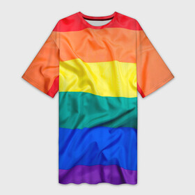 Платье-футболка 3D с принтом Радуга   мятая ткань полотно в Тюмени,  |  | Тематика изображения на принте: gey | би | гендер | квир | маска | меньшинства | огбткю | равноправие | радуга | радужный | трансгендер | трансы | флаг