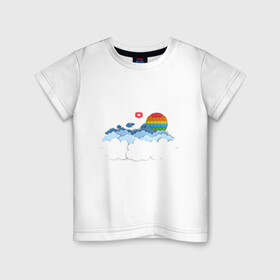 Детская футболка хлопок с принтом Pop it Simple Dimple в Тюмени, 100% хлопок | круглый вырез горловины, полуприлегающий силуэт, длина до линии бедер | pop it | simple dimple | восход | закат | лайк | небо | облака | попит | сердечко | симпл димпл
