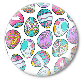 Значок с принтом Пасхальные яйца в Тюмени,  металл | круглая форма, металлическая застежка в виде булавки | Тематика изображения на принте: арт | иллюстрация | красивое яйцо | пасхальное яйцо | яйцо