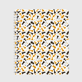 Тетрадь с принтом Шахматные Фигуры в Тюмени, 100% бумага | 48 листов, плотность листов — 60 г/м2, плотность картонной обложки — 250 г/м2. Листы скреплены сбоку удобной пружинной спиралью. Уголки страниц и обложки скругленные. Цвет линий — светло-серый
 | chess | игра | король | ладья | математика | пешка | ферзь | чёрно белые | шах и мат | шахматист | шахматная доска | шахматные фигуры | шахматы
