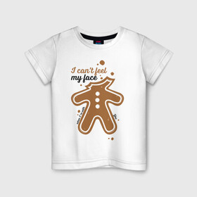 Детская футболка хлопок с принтом Печенька в Тюмени, 100% хлопок | круглый вырез горловины, полуприлегающий силуэт, длина до линии бедер | арт | иллюстрация | печенье | печенька | пряник