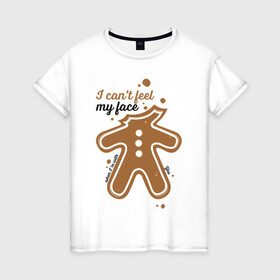 Женская футболка хлопок с принтом Печенька в Тюмени, 100% хлопок | прямой крой, круглый вырез горловины, длина до линии бедер, слегка спущенное плечо | арт | иллюстрация | печенье | печенька | пряник