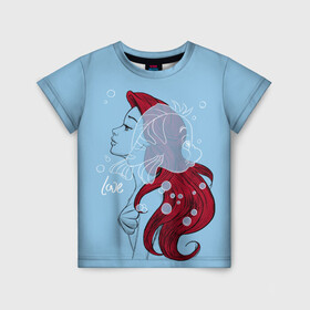 Детская футболка 3D с принтом Ariel and Flounder в Тюмени, 100% гипоаллергенный полиэфир | прямой крой, круглый вырез горловины, длина до линии бедер, чуть спущенное плечо, ткань немного тянется | ariel | disney | princess | sea | shtatdis | ариэль | дисней | русалочка