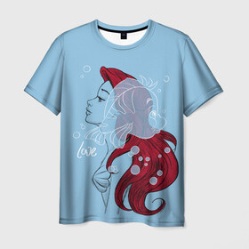 Мужская футболка 3D с принтом Ariel and Flounder в Тюмени, 100% полиэфир | прямой крой, круглый вырез горловины, длина до линии бедер | Тематика изображения на принте: ariel | disney | princess | sea | shtatdis | ариэль | дисней | русалочка