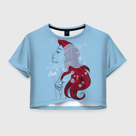 Женская футболка Crop-top 3D с принтом Ariel and Flounder в Тюмени, 100% полиэстер | круглая горловина, длина футболки до линии талии, рукава с отворотами | ariel | disney | princess | sea | shtatdis | ариэль | дисней | русалочка