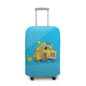 Чехол для чемодана 3D с принтом Автобус в Неверленд в Тюмени, 86% полиэфир, 14% спандекс | двустороннее нанесение принта, прорези для ручек и колес | bart | gomer | liza | simpsons | the simpson | барт | гомер | лиза | мульт | мультфильм | симпсоны
