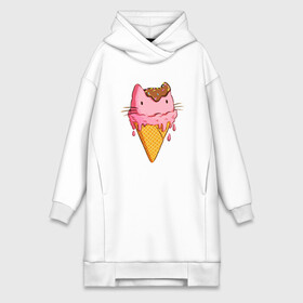 Платье-худи хлопок с принтом Cat Ice Cream в Тюмени,  |  | animal | cat | cute | ice cream | kitty | meow | друг | еда | животные | киска | кися | китти | кот | котенок | котик | котэ | кошечка | кошка | мороженое | мур | мяу | питомец