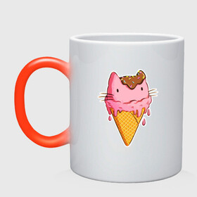 Кружка хамелеон с принтом Cat Ice Cream в Тюмени, керамика | меняет цвет при нагревании, емкость 330 мл | animal | cat | cute | ice cream | kitty | meow | друг | еда | животные | киска | кися | китти | кот | котенок | котик | котэ | кошечка | кошка | мороженое | мур | мяу | питомец
