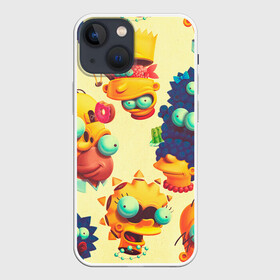 Чехол для iPhone 13 mini с принтом Crazy Simpsons в Тюмени,  |  | bart | gomer | liza | simpsons | the simpson | барт | гомер | лиза | мардж | мульт | мультфильм | симпсоны