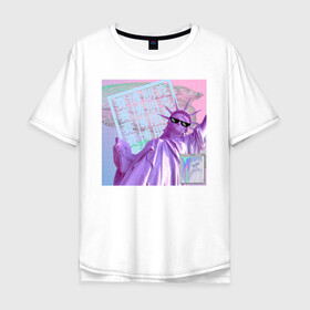 Мужская футболка хлопок Oversize с принтом PLiberty в Тюмени, 100% хлопок | свободный крой, круглый ворот, “спинка” длиннее передней части | internet | japanese | liberty | memes | teenager | waporwave | webpunk