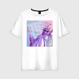 Женская футболка хлопок Oversize с принтом PLiberty в Тюмени, 100% хлопок | свободный крой, круглый ворот, спущенный рукав, длина до линии бедер
 | internet | japanese | liberty | memes | teenager | waporwave | webpunk
