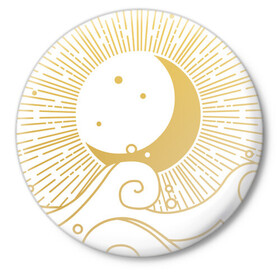 Значок с принтом Море в Тюмени,  металл | круглая форма, металлическая застежка в виде булавки | вода | волны | капли | луна | лучи | море | солнце
