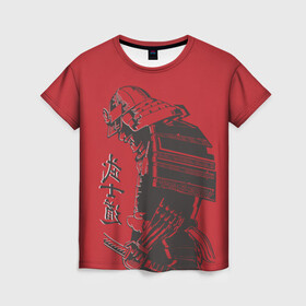 Женская футболка 3D с принтом Самурай в Тюмени, 100% полиэфир ( синтетическое хлопкоподобное полотно) | прямой крой, круглый вырез горловины, длина до линии бедер | буси | воин | иероглифы | самурай | философия | япония