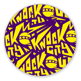Коврик для мышки круглый с принтом Knockout City (лого узор) в Тюмени, резина и полиэстер | круглая форма, изображение наносится на всю лицевую часть | Тематика изображения на принте: dodgeball | knockout | knockout city | вышибалы | игры