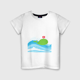 Детская футболка хлопок с принтом Simple Dimple / Pop it в Тюмени, 100% хлопок | круглый вырез горловины, полуприлегающий силуэт, длина до линии бедер | pop it | simple dimple | волны | кит | кит на море | лайк | море | небо | попит | рыбка | сердечко | симпл димпл | тренды | шторм