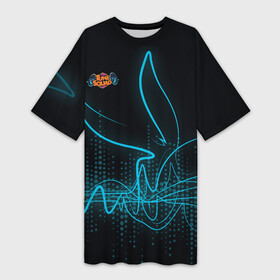 Платье-футболка 3D с принтом Bugs Bunny в Тюмени,  |  | bugs bunny | looney tunes | sj2 | space jam | tune squad | vdkarsvet | бакс банни | космический джем | кролик | луни тюнс | тюн сквад