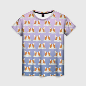 Женская футболка 3D с принтом Pop it Корги Поп-ит корги в Тюмени, 100% полиэфир ( синтетическое хлопкоподобное полотно) | прямой крой, круглый вырез горловины, длина до линии бедер | pop it | корги | поп ит | симпл димпл