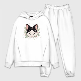 Мужской костюм хлопок OVERSIZE с принтом Kitty Flowers в Тюмени,  |  | animal | cat | cute | kitty | meow | друг | животные | киска | кися | китти | кот | котенок | котик | котэ | кошечка | кошка | мур | мяу | питомец | цветы