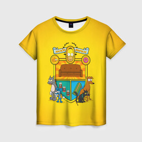 Женская футболка 3D с принтом Simpsons nation в Тюмени, 100% полиэфир ( синтетическое хлопкоподобное полотно) | прямой крой, круглый вырез горловины, длина до линии бедер | gomer | simpsons | the simpson | гомер | мульт | мультфильм | симпсоны