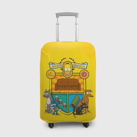 Чехол для чемодана 3D с принтом Simpsons nation в Тюмени, 86% полиэфир, 14% спандекс | двустороннее нанесение принта, прорези для ручек и колес | gomer | simpsons | the simpson | гомер | мульт | мультфильм | симпсоны