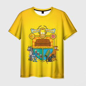 Мужская футболка 3D с принтом Simpsons nation в Тюмени, 100% полиэфир | прямой крой, круглый вырез горловины, длина до линии бедер | Тематика изображения на принте: gomer | simpsons | the simpson | гомер | мульт | мультфильм | симпсоны