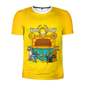 Мужская футболка 3D спортивная с принтом Simpsons nation в Тюмени, 100% полиэстер с улучшенными характеристиками | приталенный силуэт, круглая горловина, широкие плечи, сужается к линии бедра | Тематика изображения на принте: gomer | simpsons | the simpson | гомер | мульт | мультфильм | симпсоны