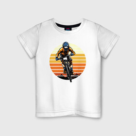 Детская футболка хлопок с принтом Велоэкстрим в Тюмени, 100% хлопок | круглый вырез горловины, полуприлегающий силуэт, длина до линии бедер | bmx | rider | велогонки | рампа | экстремальный спорт | экстрим | экстримрайдер