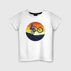 Детская футболка хлопок с принтом Один против гор в Тюмени, 100% хлопок | круглый вырез горловины, полуприлегающий силуэт, длина до линии бедер | bmx | rider | велогонки | рампа | экстремальный спорт | экстрим | экстримрайдер